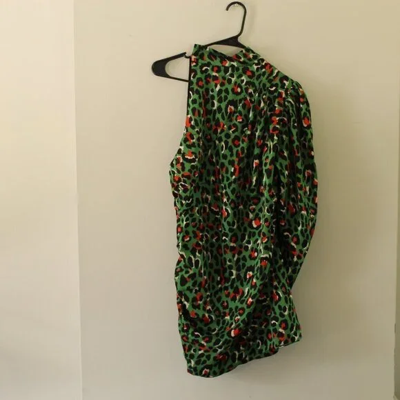 Choosy Green Animal Print One Sleeve Dress Size XL - Picture 5 of 13